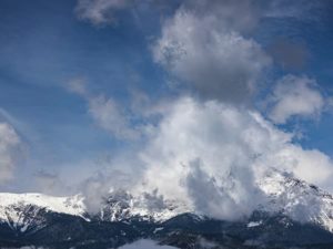 Pikes Peak covered by clouds